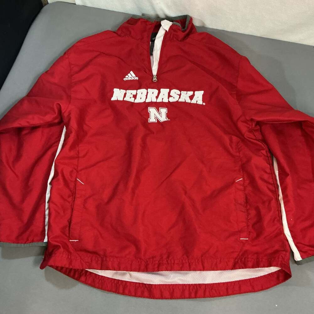 Adidas Nebraska Cornhuskers 1/4 Zip Youth Windbreaker Jacket Red